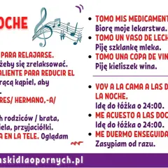 Podstawowe zwroty po hiszpańsku na wieczór: słucham muzyki, biorę kąpiel, dzwonię do bliskich, oglądam film, piję mleko lub wino, idę spać.