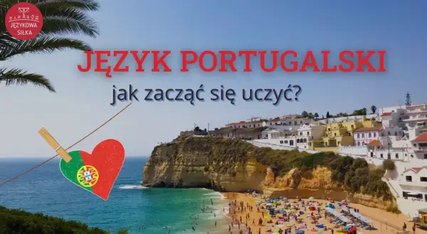Serce z flagą portugalską na tle malowniczego wybrzeża. Jak zacząć naukę języka portugalskiego?
