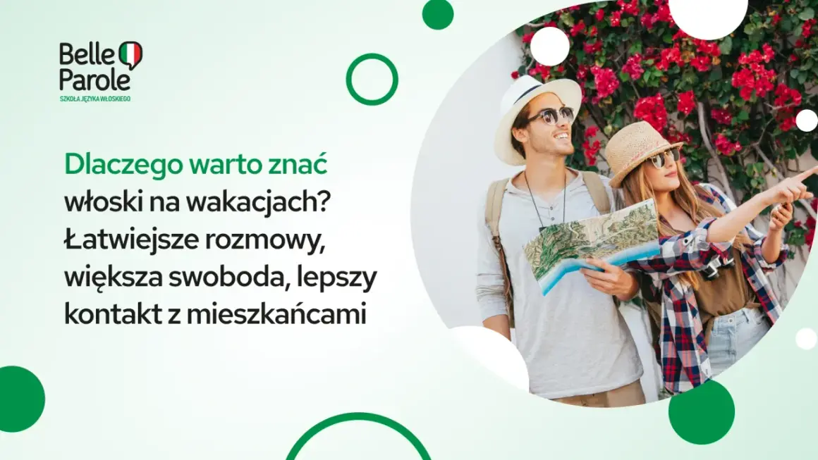Młodzi turyści z mapą, gotowi na wakacje. Znajomość podstawowych zwrotów po włosku ułatwi rozmowy i kontakt z mieszkańcami.