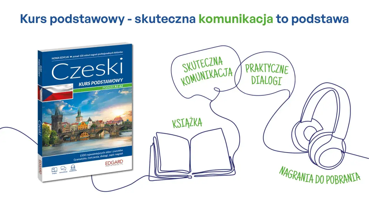 Książka do nauki języka czeskiego, z nagraniami i ćwiczeniami, ułatwiająca skuteczną komunikację.